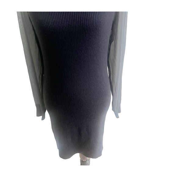 All Saints Milo Funnel Sweater Dress Black Size 6 Wool Cashmere Blend Minimalist - Picture 3 of 14